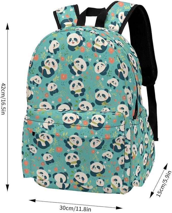 17 Inch Laptop Backpack Cartoon Panda Flowers Cute Teen Girls Boys School Backpack Bags Travel Bookbag Back Pack Outdoor Daypack for Women Men