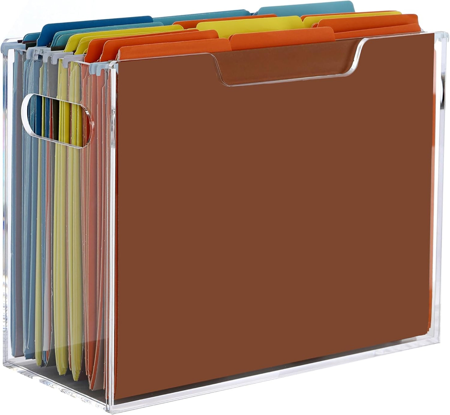 DINGHUO Acrylic File Folder Organizer, Hanging File Organizer Box, File Holder with Handles for Letter Size/A4, Clear File Box Desktop Folder Storage for Office Home Work -1 Pack