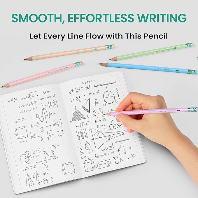 Taja 300 Pack #2 HB Wood-Cased Pencils, Pre-Sharpened with Top Erasers, Bulk Pastel Pencils for School & Classroom