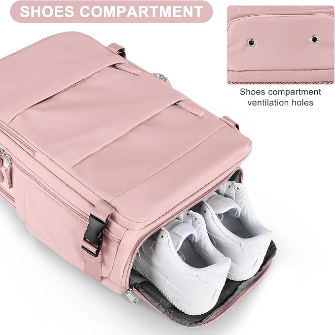 Personal Item Travel Backpack for Women Airline Approved Carry on Backpack Flight Approved Waterproof Sports Luggage Backpack Casual Daypack Small Hiking Backpack Pink Backpack