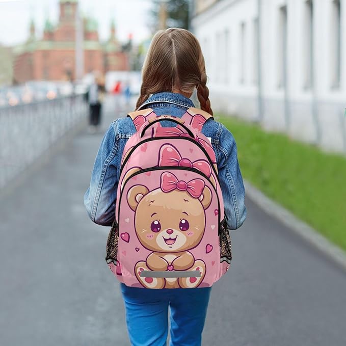Cute Teddy Bear Backpack for Girls Elementary School Bag Kids Boys Bookbag Travel Rucksack