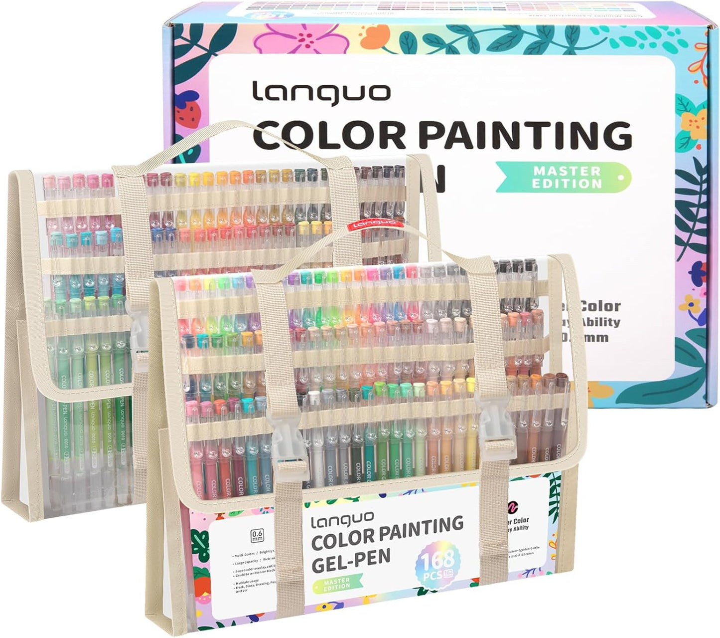 Gel Pens For Coloring, 168 Pack Colored Pens for Black Paper & White Paper, 0.6MM Fine Point Pens for Coloring, Writing, Drawing, Journaling, Note Taking, School, Office, Home