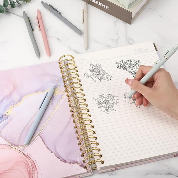 Ddaowanx Gel Pens, 6 Pcs 0.5mm Quick Dry Black Ink Pens Fine Point Smooth Writing Pens, Cute Office School Supplies Gifts for Women