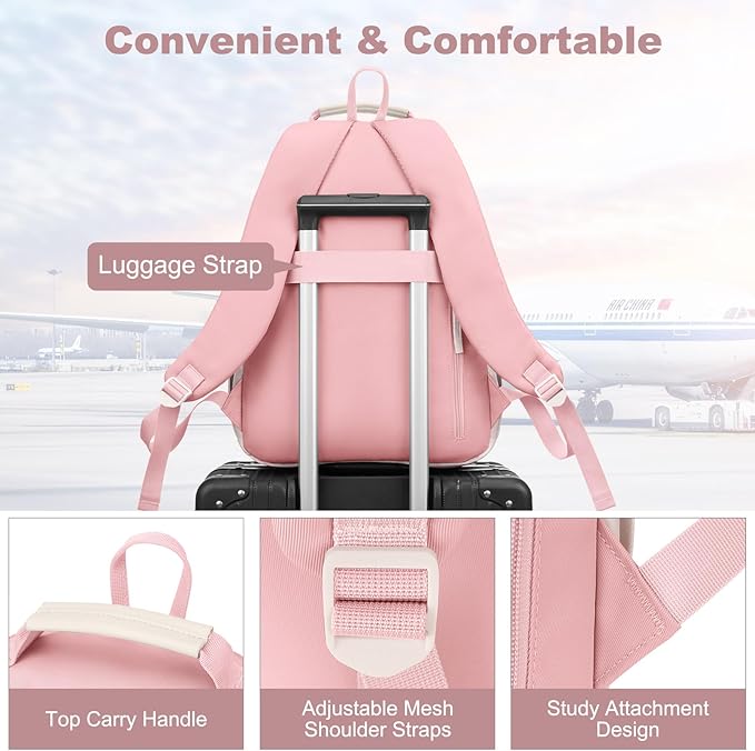 School Backpack BookBag for Teen Girl: 15.6 Inch Cute Laptop Backpacks for Middle High School Casual College Back Packs with USB Charging Port Aesthetic Daypack Travel Book Bag for Kids Students Women