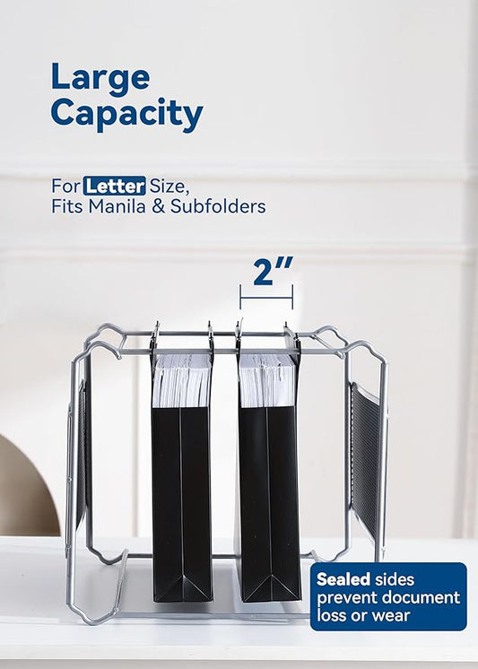 Plastic Extra Capacity Hanging File Folders, 2" Expanding Pocket, Heavy Duty for Filing Cabinet, Insertable 1/5-Cut Tabs, Letter Size - 12 Pack