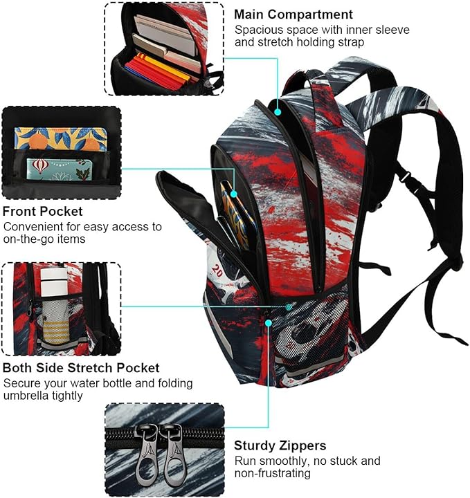 Racing Car Backpack for Boys Girls Truck Elementary School Bag Kids Bookbag Travel Rucksack