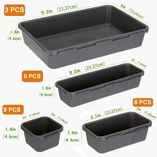 25 PCS Interlocking Desk Drawer Organizer Separator for Office,Bathroom,Kitchen,Makeup,Tool(4 Sizes)