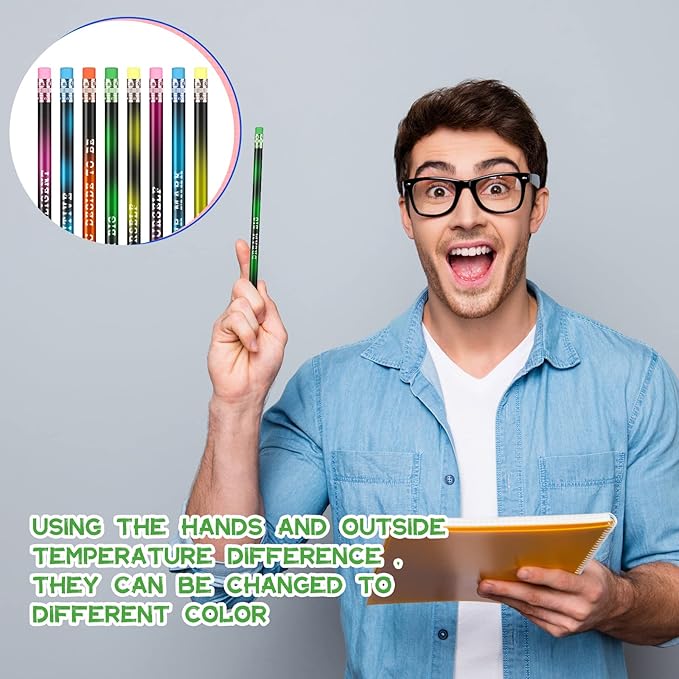 Epakh 100 Pcs Inspirational Pencils Color Changing Pencils Bulk with Eraser HB Wooden Pens Gift for Kids Back to School Gift for Classroom, Student Reward(Black,Classic Style)