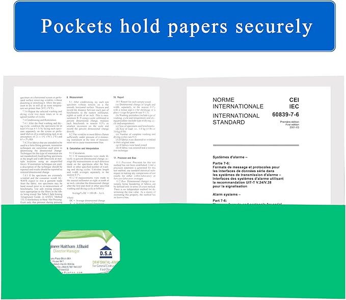 Zzrywuty 50 Packs Paper Folders with Pockets for Students,Businessmen and Office Workers,Letter Size,Two Pocket Folders with Card Slot for Office,Business,School Supplies (Green)