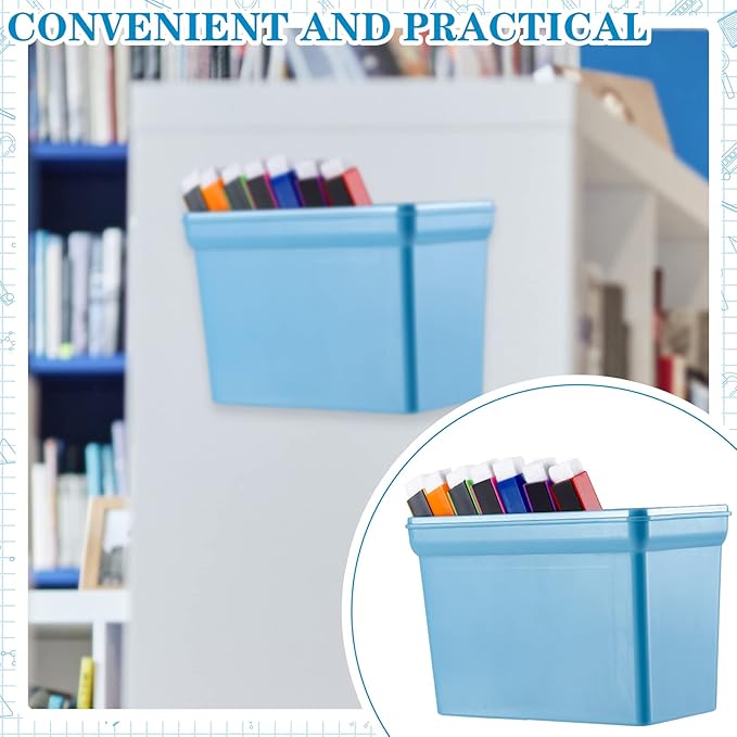 Boao Magnetic Dry Erase Marker Holder 10 Pcs Colorful Magnetic Markers Set with Eraser Whiteboard Plastic Pen Cup for Back to School Classroom Organization Supplies Refrigerator Accessories(Simple)