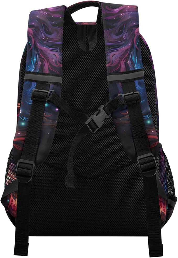 Horse Backpack for Students Boys Girls Glowing Purple Horse School Bag Travel Daypack Rucksack