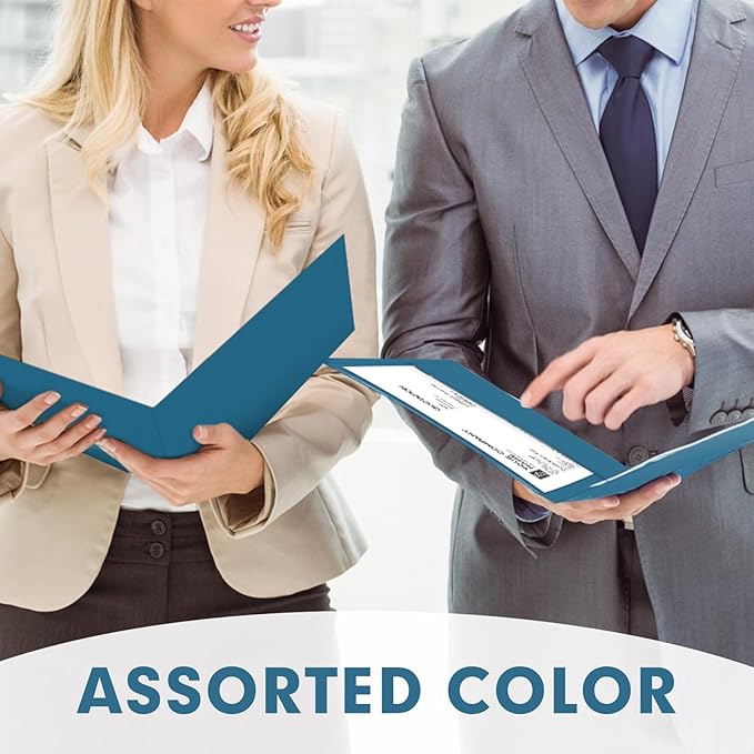 Two Pocket Folders, PANDRI 50 Pack 2 Pocket Folders, Letter Size Paper File Folder for School Office Home Business, DarkBlue