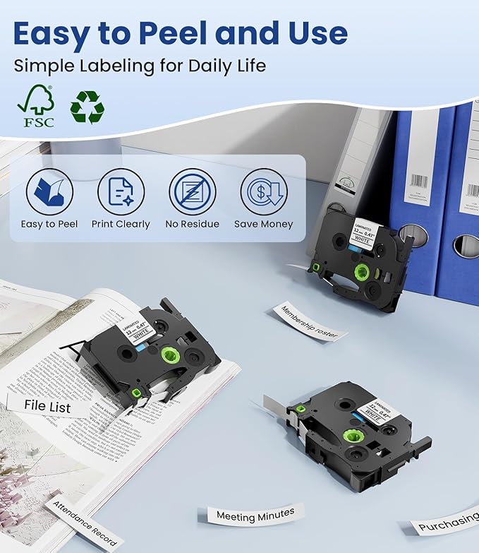 4-Pack Compatible for Brother Label Maker Tape TZe-231 TZ-231 for P Touch Label Tape 12mm 0.47 White TZ, Work for Ptouch PT-D210 PT-H110 PT-D600 PT-D220 PT-D410 1280 1290,Black on White Tape 8m 26.2ft