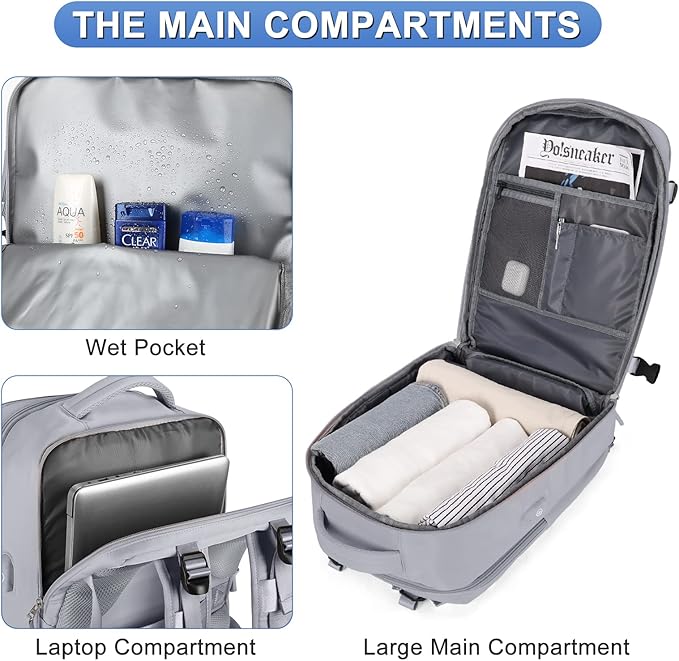 Personal Item Travel Backpack For Women Men Airline Approved Carry On Backpack Flight Approved Waterproof Sports Luggage Backpack Casual Daypack Small Hiking Backpack