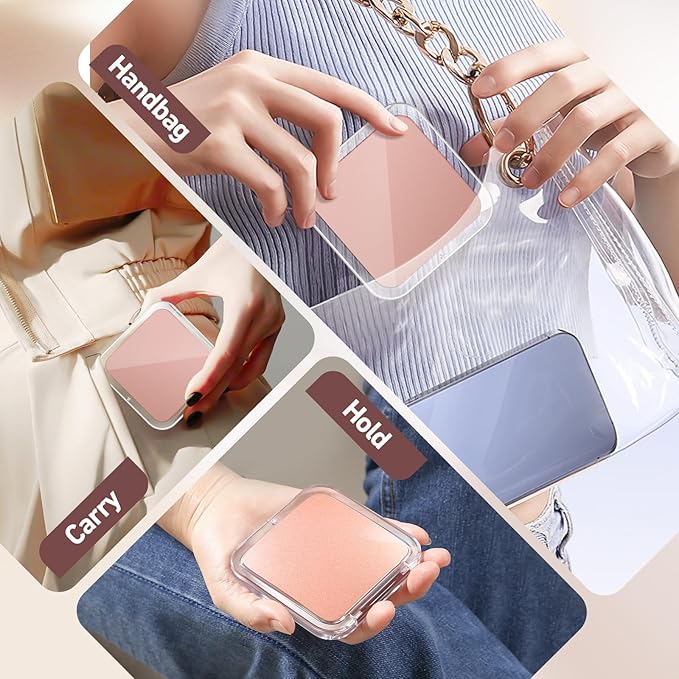 30X Magnifying Mirror, Pocket Travel Makeup Mirror, Small Compact Mirror for Women, 2-Sided Mini Mirrors for Home and Outside, Portable Multi-Purpose Travel Mirror, Precision Tweezers, Rose