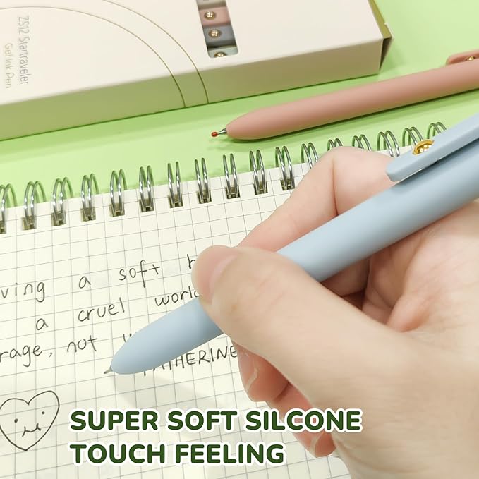 Gel Pens, 6 Pcs Black Ink Pens for Women, 0.5mm Fine Point Smooth Writing Pens, High-End Series Retractable Pens for Journaling Note Taking (6 Pcs Gold Morandi)