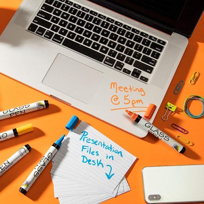 Glass Pen Window Marker: Liquid Chalk Pens for Glass, Whiteboard Markers with Washable Paint - Graduation, Car Windows, Mirror Pen, Storefront, Wedding, Parade, Party & Holiday (5 Pens - Fine Tip)