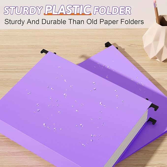 Extra Capacity Plastic Hanging File Folder Letter Size,12 Pack Reinforced Hang Folders with Heavy Duty 2 Inch Expansion,Durable Hanging Organizer Designed for Bulky Files, Medical Charts