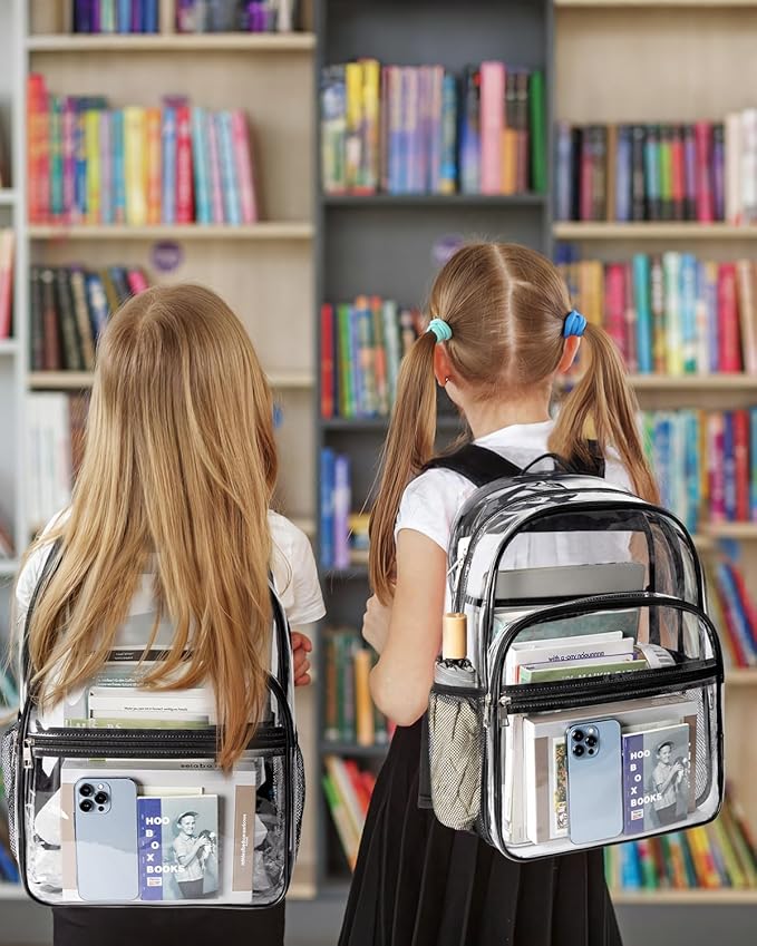 Clear Backpack, Heavy Duty Transparent Bookbag for School with Reinforced Strap for Women, Men, Capacity Bag for College Clear