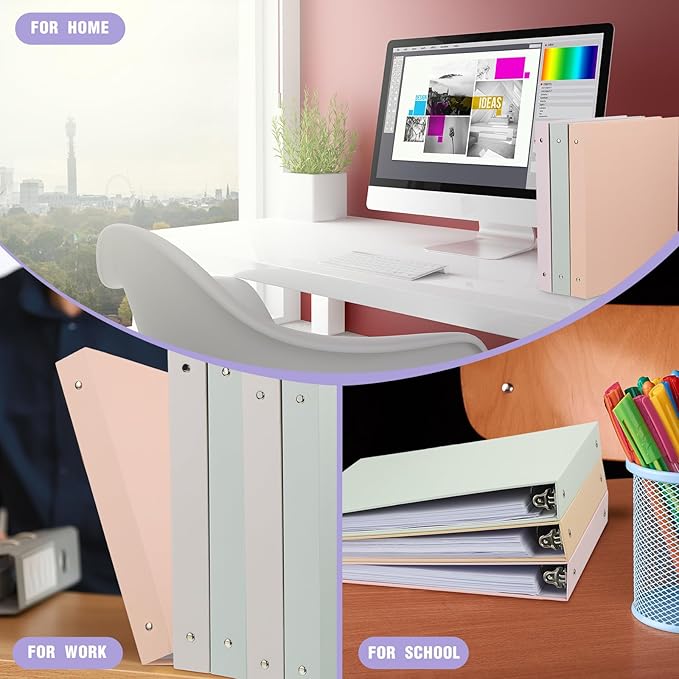 Ctosree 10 Pack Colored 3 Ring Binder with 2 Pockets Hardcover Loose Leaf Binder for Women Men Teacher Student School Office Home Supplies, Fits 11 x 8.5 Size Paper, 10 Colors(1",Fantasy Color)