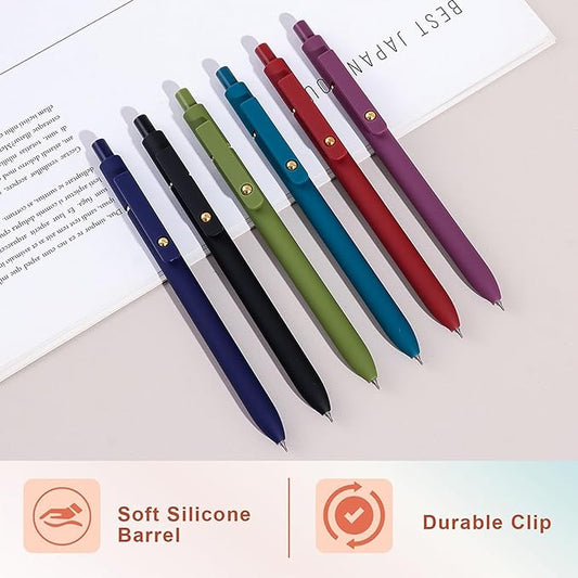 ITAWIXS Colorful Gel Pens, 6Pcs 0.5mm Fine Point Retractable Multi Colored Pens for Journaling, Sketching, School Supplies Gifts for Women Teens