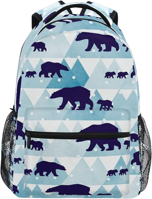 SUABO Polar Bear Backpack for School Student Laptop iPad Tablet Travel School Bag for Boys Daypack