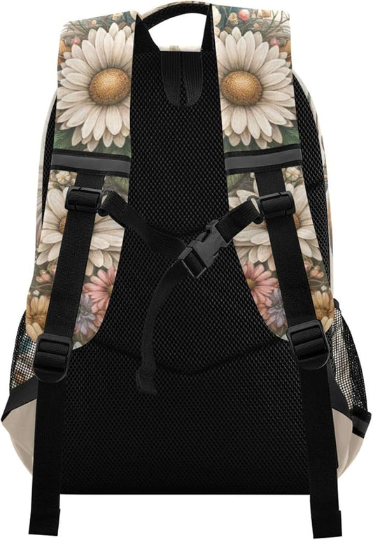 Horse Backpack for Students Boys Girls Horse Flowers Feathers School Bag Travel Daypack Rucksack