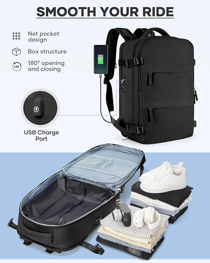 coofay Vacuum Backpack Travel with Pump Vacpack Travel Backpack with Vacuum System Compression Backpacks