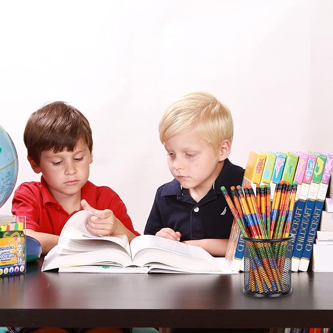 Kolewo4ever 100 Pieces Building Block Wood Pencils Colorful Round Pencils with Top Erasers Kids Birthday Goody Bag Bulk Filler for Exams, School, Office, Sketching Learning Activities