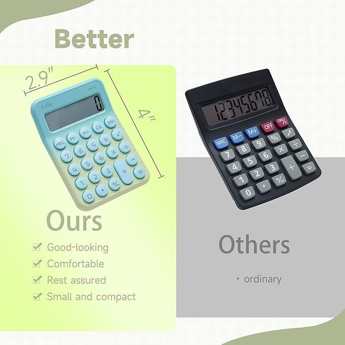 Pocket Calculator, Kids 8 Digit Small Desktop, LCD Display, Cute & Aesthetic Calculator (Gradient Green, S 1 Pcs)