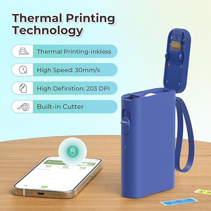 Nelko Label Maker Machine with Tape, P21 Bluetooth Label Printer, Wireless Mini Label Makers with Multiple Templates for School Office Home, Blue