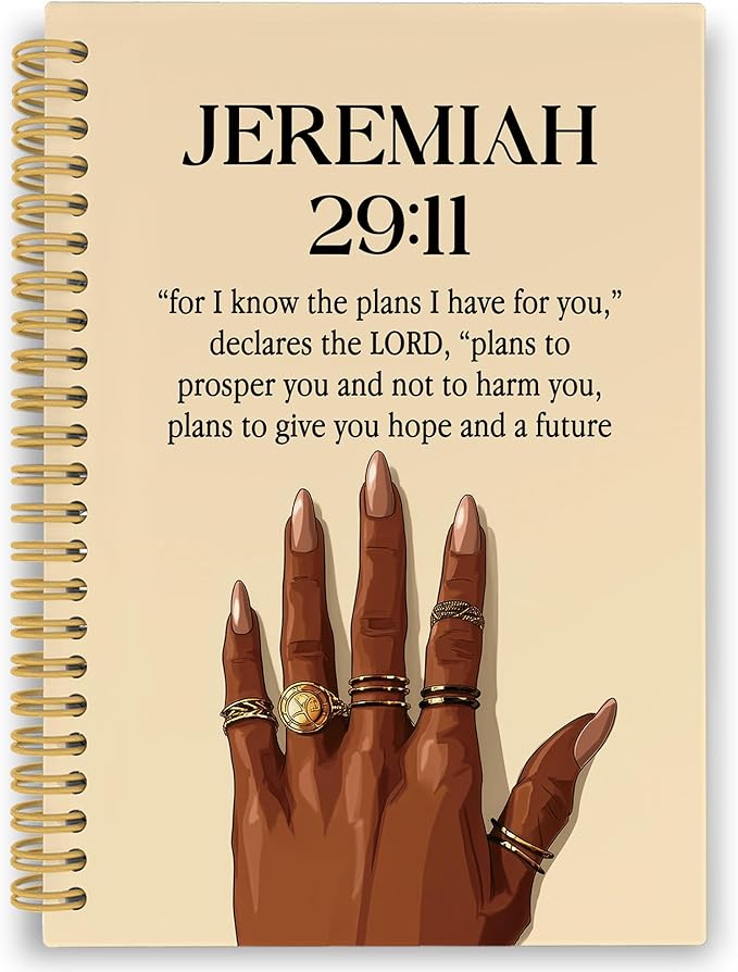 XPH Christian Spiral Notebook, Jeremiah 29:11 Bible Verse Journaling Notebooks for Note Taking, Religious Hardcover Journal for Writing 160 Pages 5.5 x 8.3 Inch, Christian Gifts for Black Women