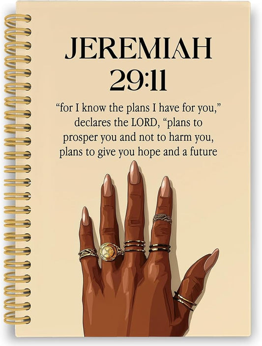 XPH Christian Spiral Notebook, Jeremiah 29:11 Bible Verse Journaling Notebooks for Note Taking, Religious Hardcover Journal for Writing 160 Pages 5.5 x 8.3 Inch, Christian Gifts for Black Women
