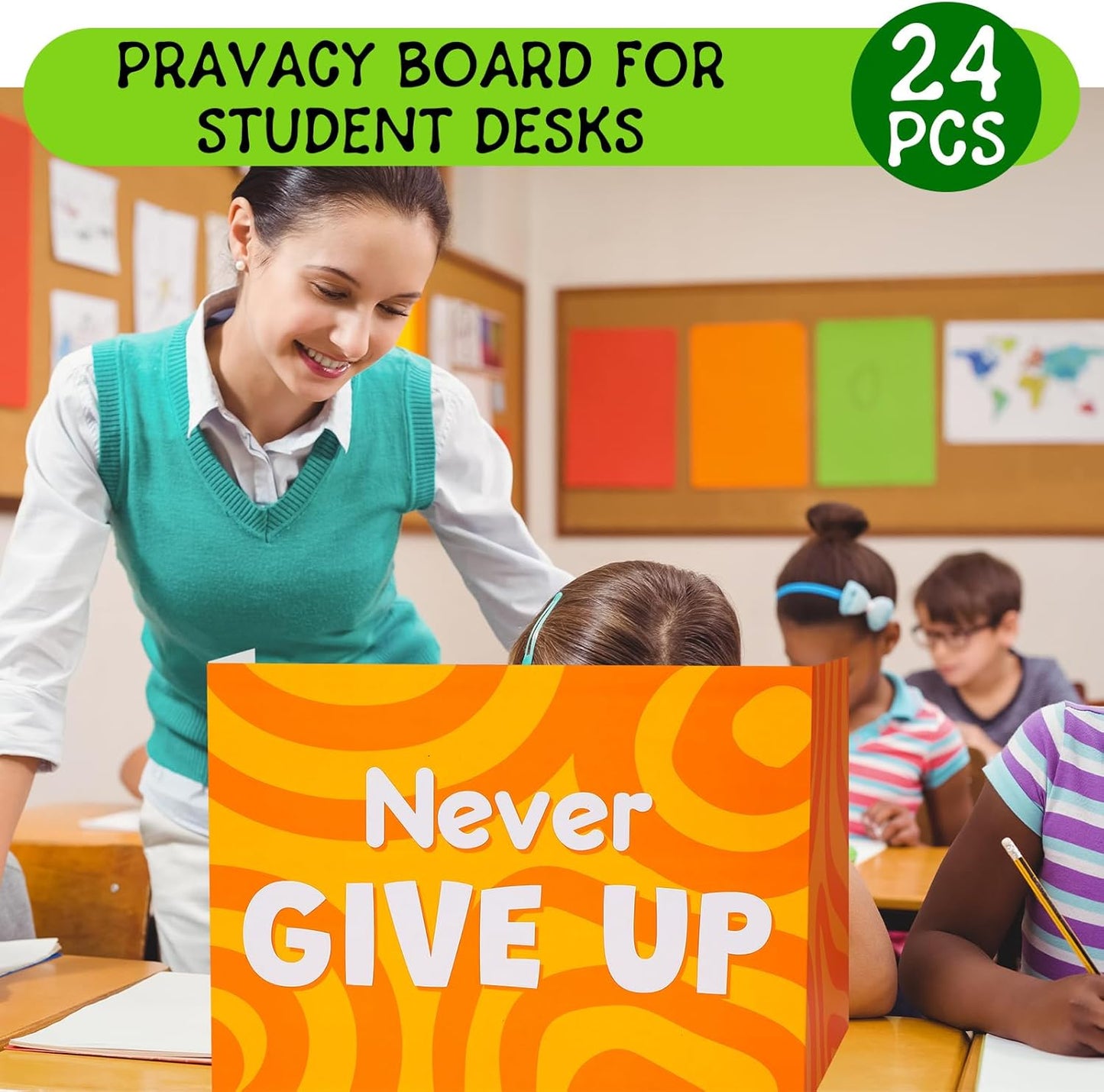 Honoson 24 Pcs Bulk Inspirational Privacy Folders for Students Cardboard Test Privacy Boards Motivational Words Desk Dividers Shield for Classroom School Study Supplies, 6 Styles(Affirmation)