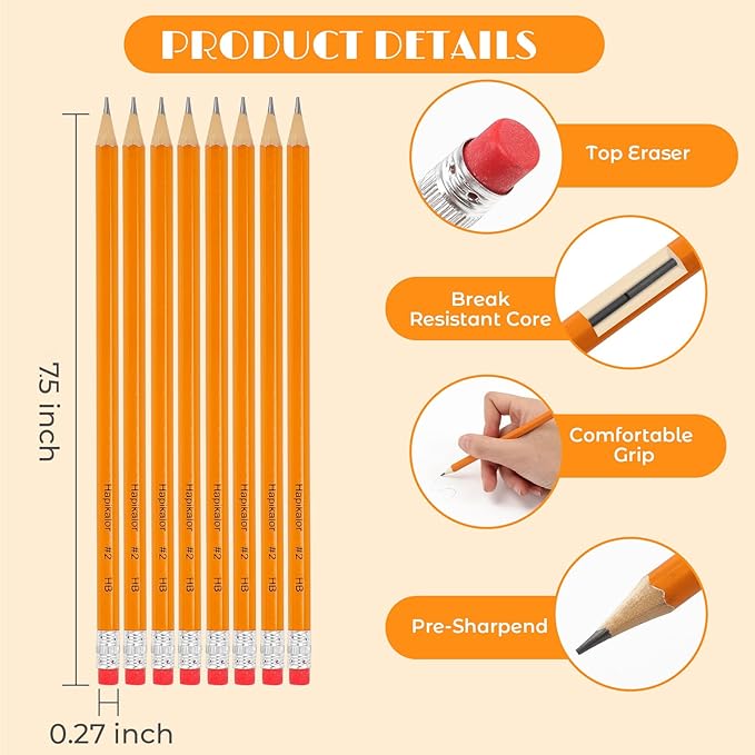 Back to School Supplies, 360-Pack Sharpened #2 Yellow Pencils with Erasers, Bulk Pack Graphite Pencils for School Classroom Teacher Supplies, Writing, Drawing and Sketching