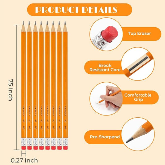 Back to School Supplies, 360-Pack Sharpened #2 Yellow Pencils with Erasers, Bulk Pack Graphite Pencils for School Classroom Teacher Supplies, Writing, Drawing and Sketching