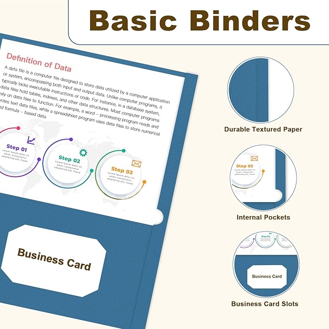 Folders with Pockets, LAYZZ 30 Pack Paper Pocket Folders, 2 Pocket Folders Fits Letter Size Paper, for School Office and Home (Blue)