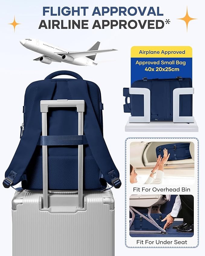 Travel Backpack Carry On Backpack Personal Item Travel Bag Mochila De Viaje Carry On Backpack For Airplanes Traveling Backpack For Women Gym Backpacks College Backpacks Sapphire Blue