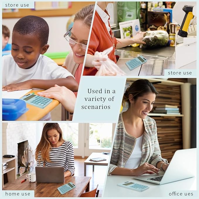 Solar Calculator,Mini Calculator Basic Calculators School for Students Pocket Calculators Blue Office Gadgets Office Supplies for Women Men