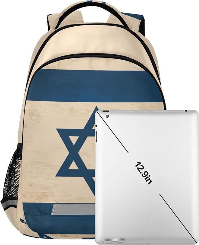 Retro Flag Israel Backpack for Girls Kids Boys School Bookbags, Student Laptop Backpack Carrying Bag Casual Lightweight Travel Sports Day Packs