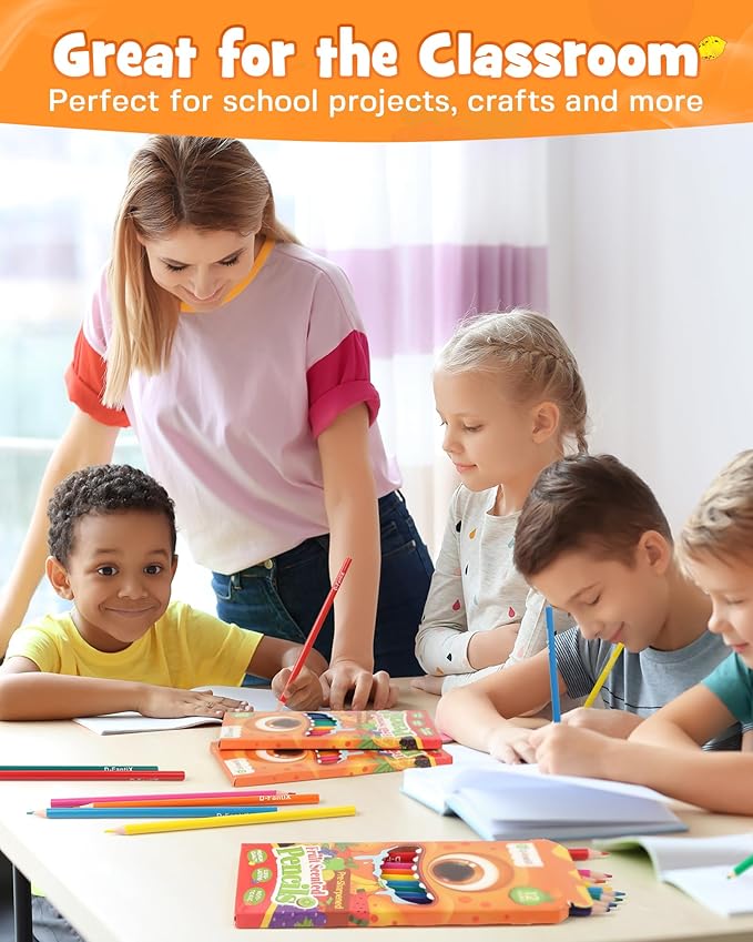 D-FantiX 24 Pack Fruit Scented Colored Pencils Bulk, 288 Count Pre-Sharpened Coloring Pencils Sets for Kids Students, Ideal Gifts for Classroom Prizes, Donations, Party Favors, Back to School Supplies