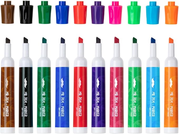 Mr. Pen- Dry Erase Markers, Low Odor Chisel Tip, 10 Pack, Assorted Colors, White Board Markers Dry Erase, Chisel Tip Markers, Whiteboard Markers, Dry Erase Pens, Back to School Supplies