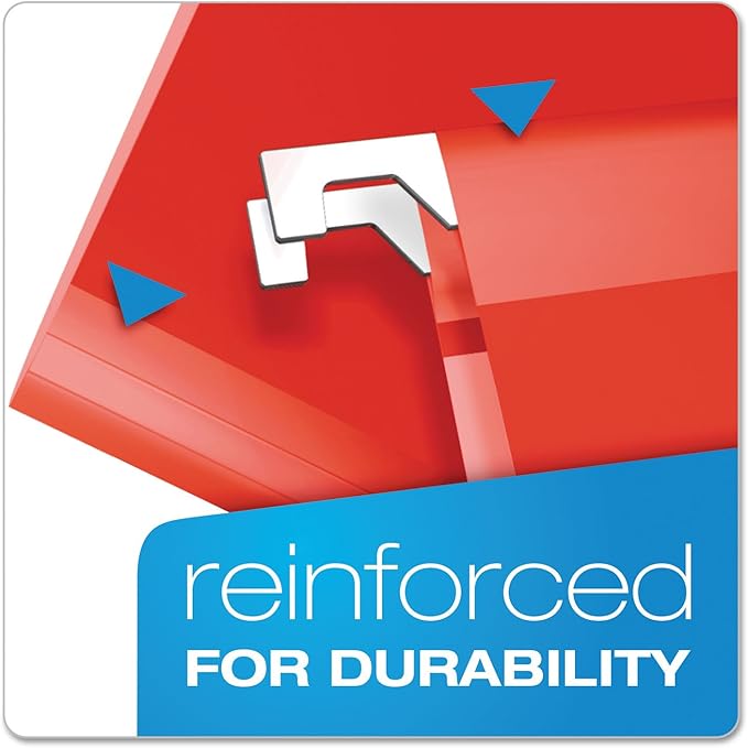 Pendaflex Extra Capacity Reinforced Hanging File Folders, 2", Legal Size, Red, 1/5 Cut, 25/BX (4153x2 RED)