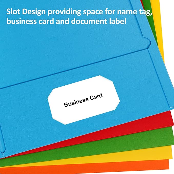 HABGP Two Pocket Folders, 100 Pack 2 Pocket Folders Fit Letter Size Paper, Colored Paper File Folders with Pockets for School Office Home Business (5 Colors)