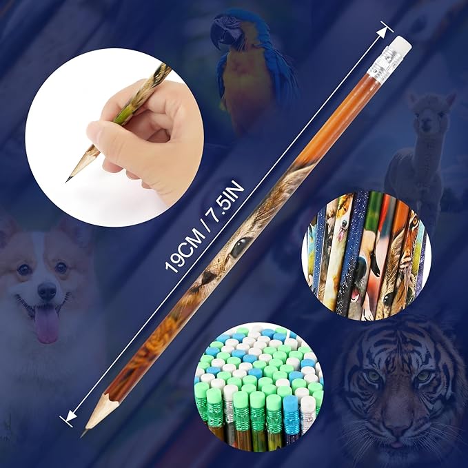 Kolewo4ever 200 Pieces Animal Pencils Galaxy Sky Pencils Alpaca Tiger Flamingo Natural Animal Pencils for Teachers Classrooms Reward Party Supplie School,Learning Activities (200)