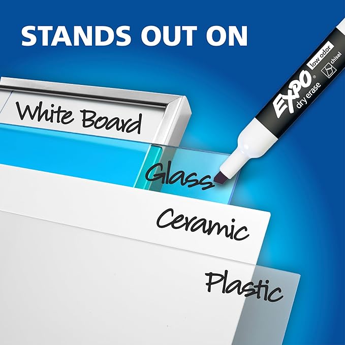 EXPO Low Odor Dry Erase Markers Chisel Tip Assorted Colors 16 Count