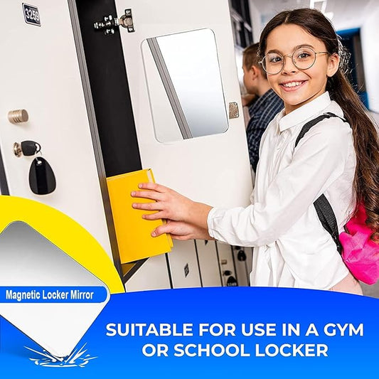 Magnetic Locker Mirror, 4" x 6" Super Clear Reflection Small Real Glass Mirror with Magnetic Back for School Locker Refrigerator Office Cabinet