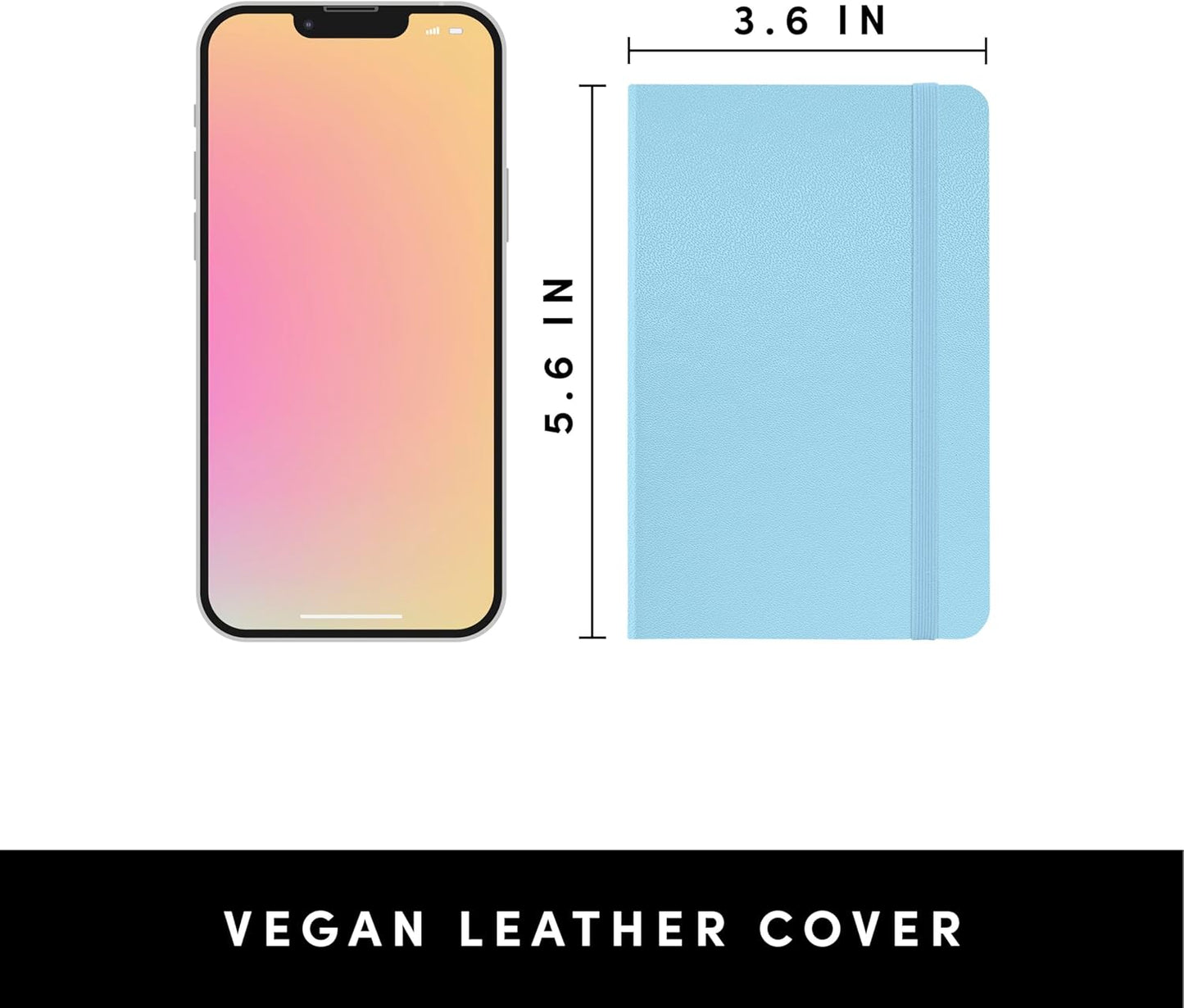 PAPERAGE Lined Pocket Journal Notebook, 1 Pack, (Light Blue), 160 Pages, Small, 3.6 inches x 5.6 inches - 100 GSM Thick Paper, Hardcover