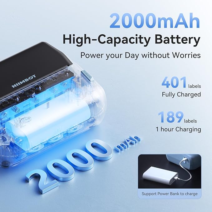 NIIMBOT 4 Inch Thermal Label Printer, B4 Bluetooth Label Printer for Shipping Packages, Small Business, Home, Office, Portable Sticker Maker with 1 Roll 2'' x1.18'' Label-230pcs/roll