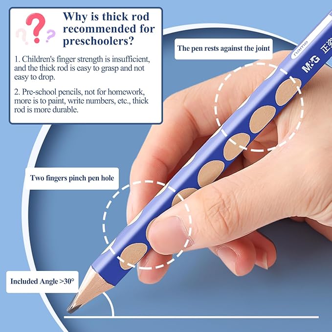 M&G 12 Pcs Triangular Hole Pencils for Kids, Triangular Pole with Grip Correction 2B Pencils, Graphite Wood Pencils with Smooth Writing for School, Office, Painting, Sketching, Weddings, Party